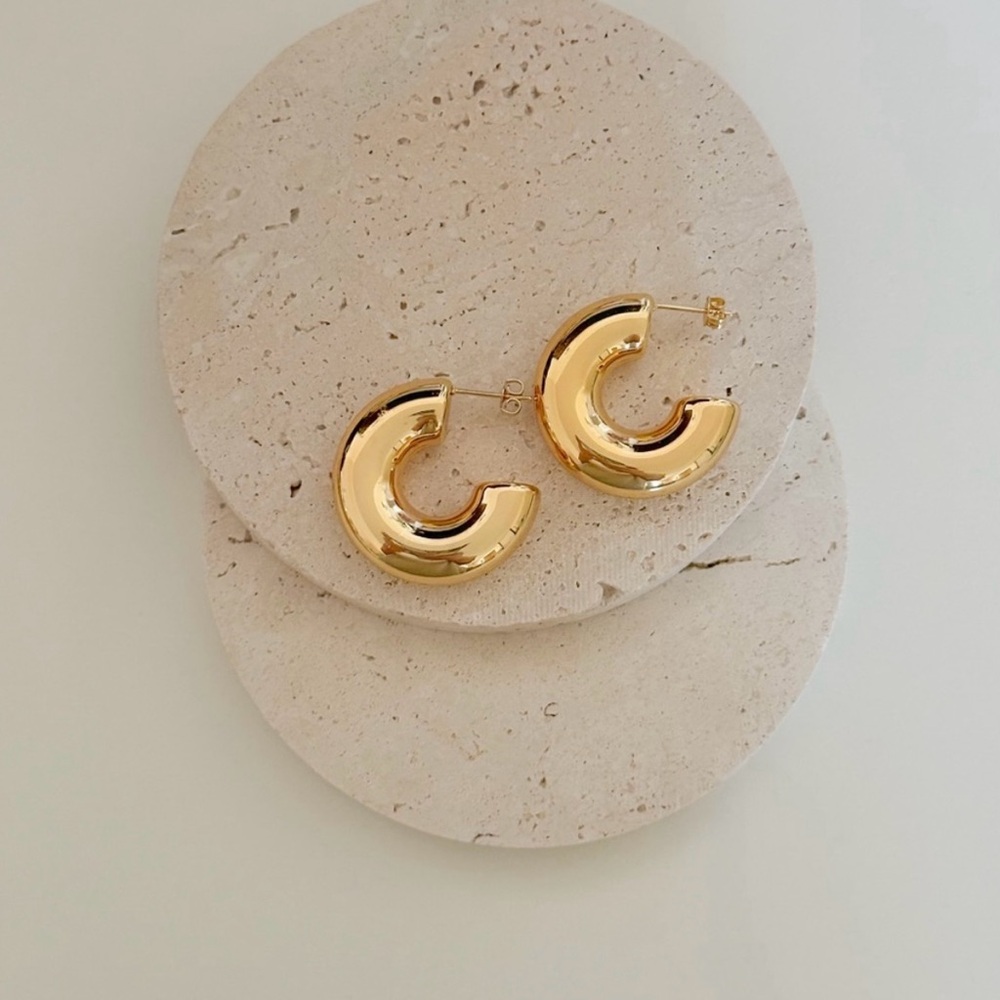 18K Gold Plated Polished Chunky Hoop